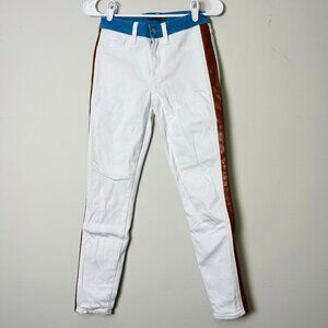 7 For All Mankind Pants Women's 26 White High Waist Skinny Jeans Side Stripe‎